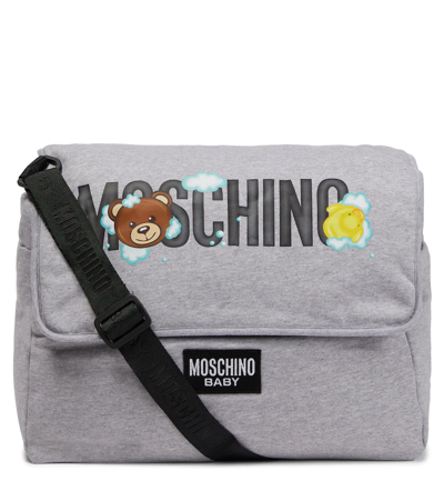 Moschino Baby Printed Changing Bag In Melange Grey