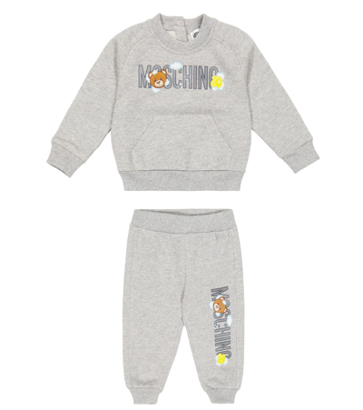 Moschino Baby Sweatshirt And Sweatpants Set In Melange Grey