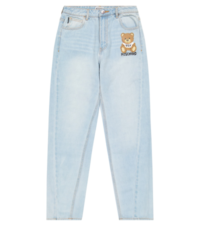 Moschino Kids' Logo Jeans In Light Blue