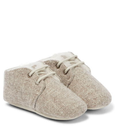 Bonpoint Baby Fabric Booties In Taupe