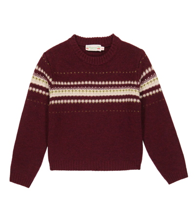 Bonpoint Kids' Intarsia-knit Sweater In Bordeaux