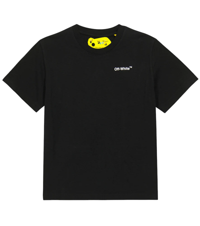 Off-white Kids' Off White Cotton T-shirt With Back Print In Black