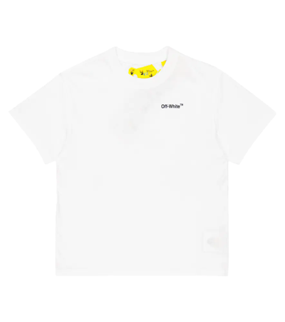 Off-white Kids' Arrows 图案棉t恤 In White Multicolor