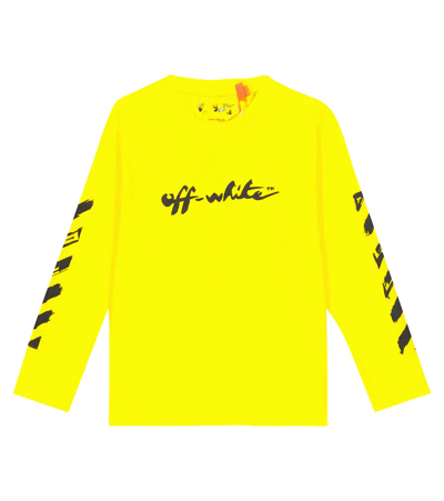 Off-white Kids' Logo Cotton Jersey Sweatshirt In Yellow Black