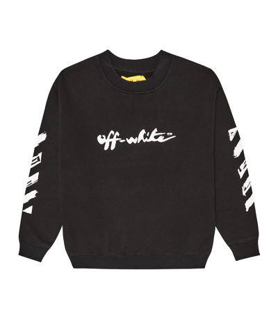 Off-white Kids' Logo-print Cotton-jersey Sweatshirt 4-12 Years In Black
