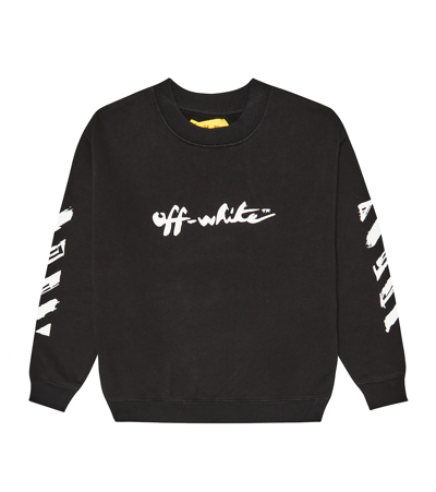 Off-white Kids' Logo-print Cotton-jersey Sweatshirt 4-12 Years In Black White