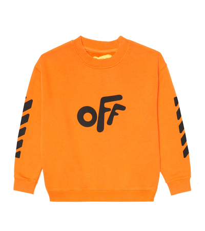 Off-white Kids' Logo棉卫衣 In Orange
