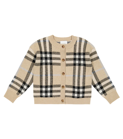 Burberry Kids Wool-blend Vintage Check Cardigan (6-24 Months) In Beige