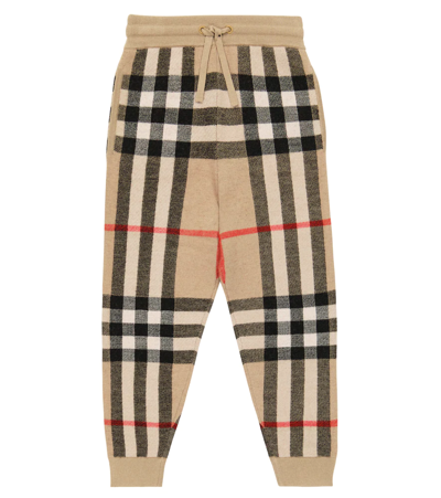 Burberry Kids' Vintage Check Wool-blend Sweatpants In Archive Beige Ip