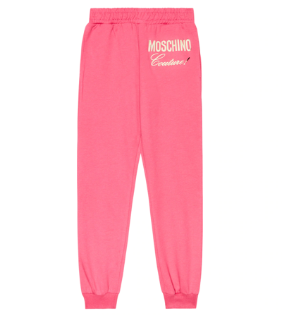 Moschino Kids' Printed Cotton Sweatpants In Carmine Rose
