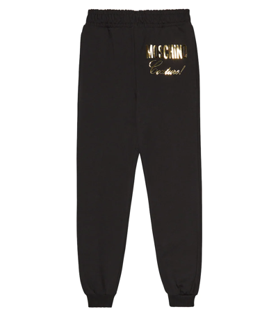 Moschino Kids' Logo Print Cotton Sweatpants In Black