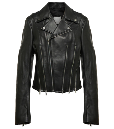 Dion Lee Corset Leather Biker Jacket In Black