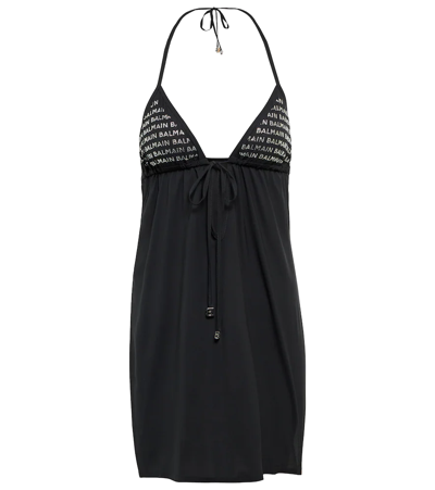 Balmain Embellished Halterneck Minidress In Black