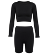 Prism Crop Top And Shorts Set In Black