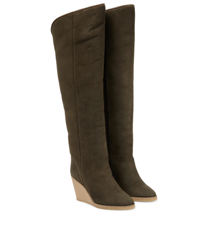 Isabel Marant Tilin Suede Over-the-knee Boots In Khaki