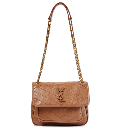 Saint Laurent Niki Baby Small Leather Shoulder Bag In Light Caramel