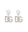 Dolce & Gabbana Silver-tone Dg Logo Crystal Clip-on Earrings In Argento/palladio