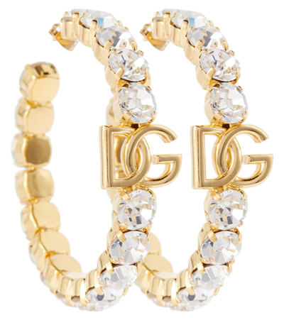 Dolce & Gabbana Embellished Hoop Earrings In Gold