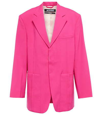 Jacquemus Dhomme Pintuck Single-breasted Jacket In Pink