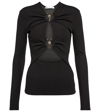 CHRISTOPHER ESBER RING-DETAIL CUTOUT JERSEY TOP