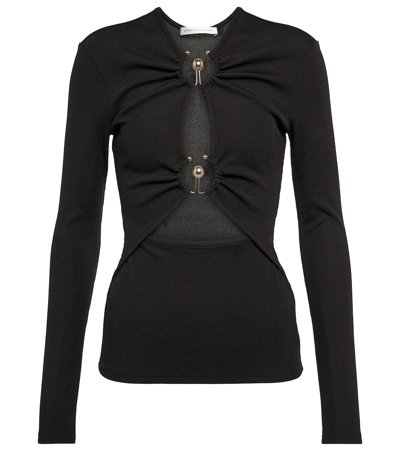 Christopher Esber Ring-detail Cutout Jersey Top In Black