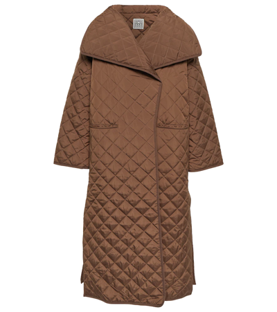 Totême Signature Quilted Oversize Coat In 878 Saddle Brown