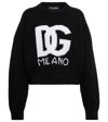 Dolce & Gabbana Intarsia Knit Logo Crop Virgin Wool Rib Sweater In Combined Colour