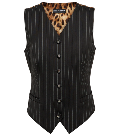 Dolce & Gabbana Animalier Print Striped Vest In Multicolour