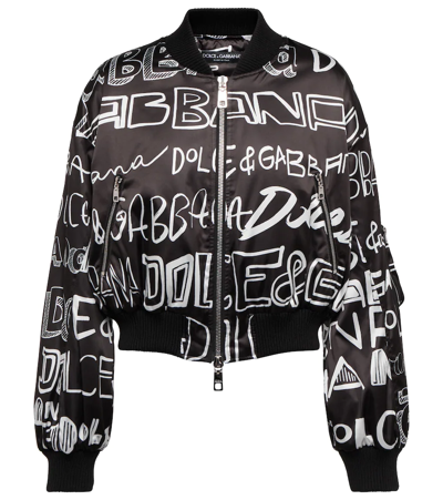 Dolce & Gabbana Logo-printed Cropped Bomber Jacket In Multicolor