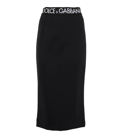 Dolce & Gabbana Stretch-jersey Midi Skirt In Nero