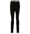 Dolce & Gabbana Dolce Elstic Waist Logo Cttn Leggings Bl In Black