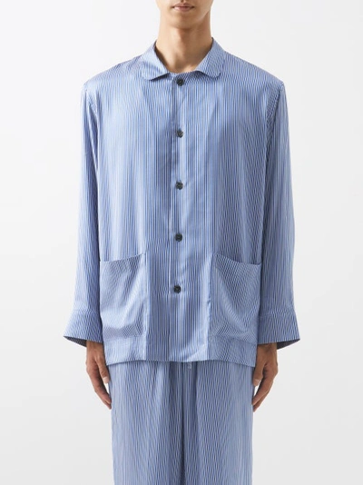 Umit Benan B+ Wool-blend Twill Overshirt In Blue