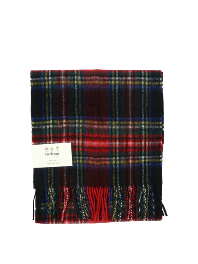 Barbour Tartan-pattern Fringed Scarf In Red