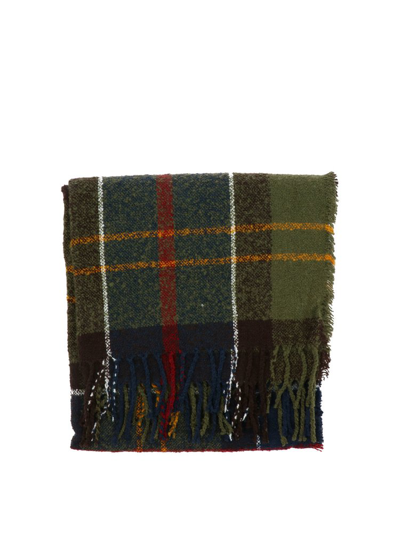 Barbour Checked Fringed Scarf In Multi