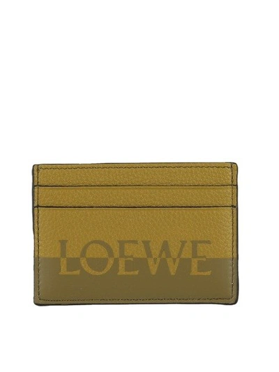 Loewe Calfskin Signature Cardholder In Ochre/olive