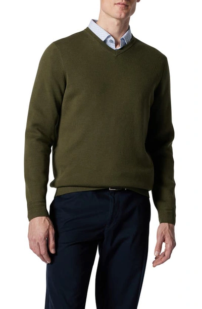 Rodd & Gunn Kelvin Grove Solid Supima® Cotton V-neck Sweater In Olive
