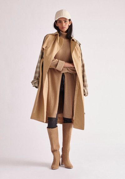 Paisie Plaid Trench Coat In Brown