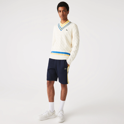 Lacoste Men's Colorblock Brushed Fleece Shorts - S - 3 In Blue