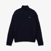 Lacoste Wool Pullover With Traditional Moss Stitch In Blue