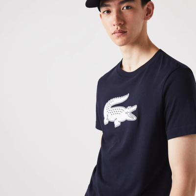 Lacoste Men's Sport 3d Print Croc Jersey T-shirt - Xl - 6 In Blue