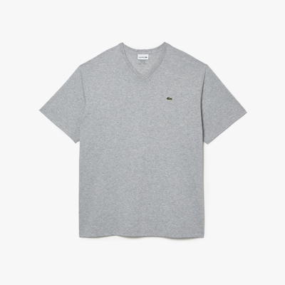 Lacoste Men's Big Fit V-neck Pima T-shirt - Xl Big In Grey