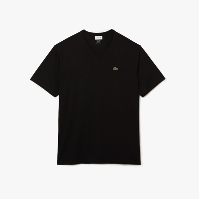 Lacoste Men's Big Fit V-neck Pima T-shirt - 4xl Big In Black