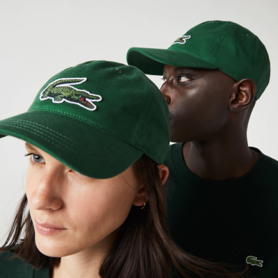 Lacoste Unisex  Adjustable Organic Cotton Twill Cap - One Size In Green