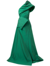 Rachel Gilbert Archer Asymmetric Neck Gown In Green