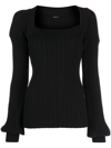 ADAM LIPPES SQUARE-NECK LONG-SLEEVED KNITTED TOP