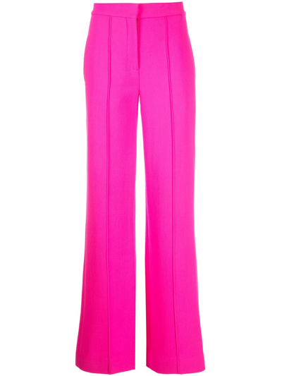 Adam Lippes Pintuck Pleat Wool Crepe Trousers In Hot Pink