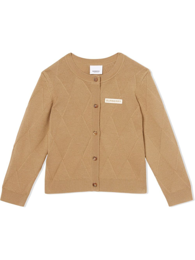 Burberry Logo-patch Button-fastening Cardigan In Brown