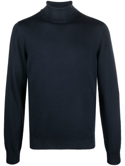 Boglioli Roll-neck Virgin Wool Jumper In Blue