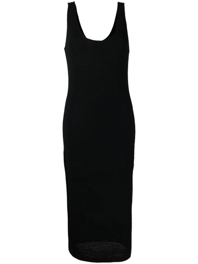 Frame Sleeveless Crochet-knit Maxi Dress In Noir