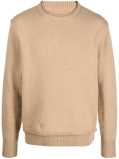 Maison Margiela Crew-neck Layered Jumper In Beige